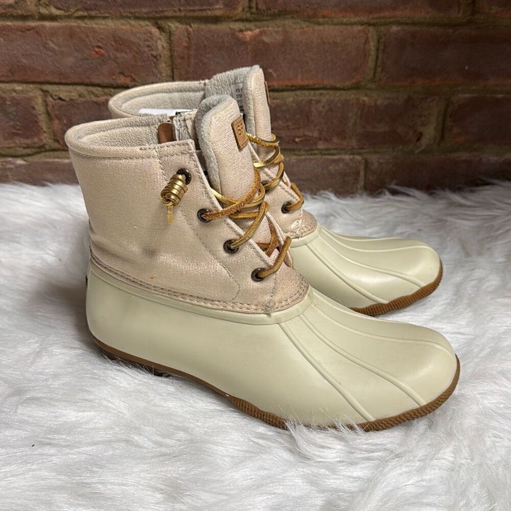 Sperry Women’s Saltwater Sparkle Rain Boot Water Resist Duck metallic Size 9.5